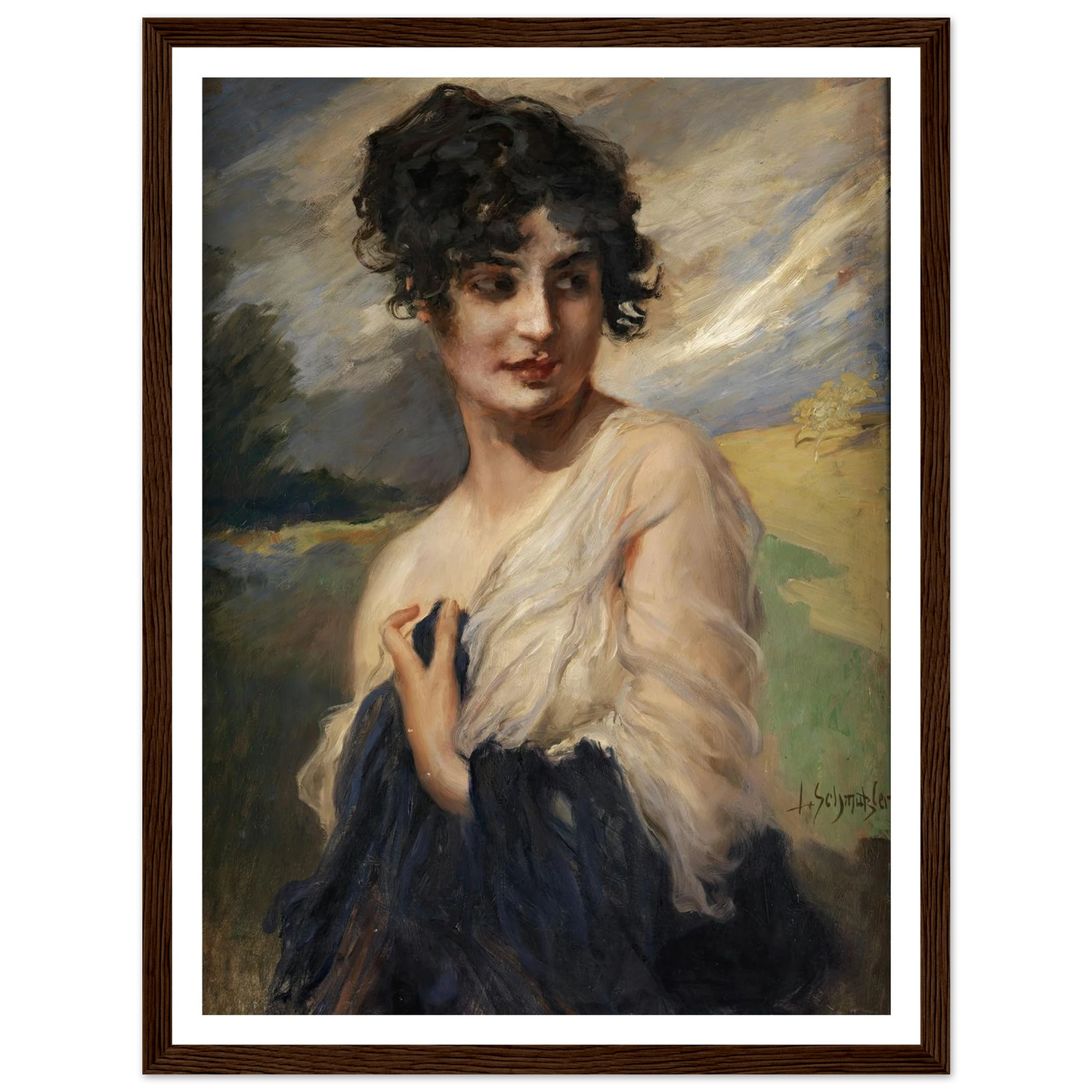 Damenbildnis Art Print | Leopold Schmutzler - Framed Poster - 30x40 cm / 12x16″ - Black frame