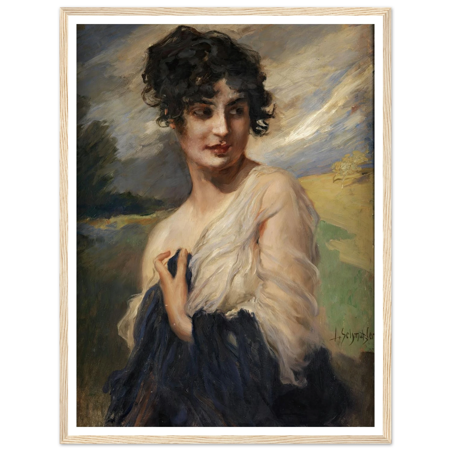 Damenbildnis Art Print | Leopold Schmutzler - Framed Poster - 30x40 cm / 12x16″ - Black frame