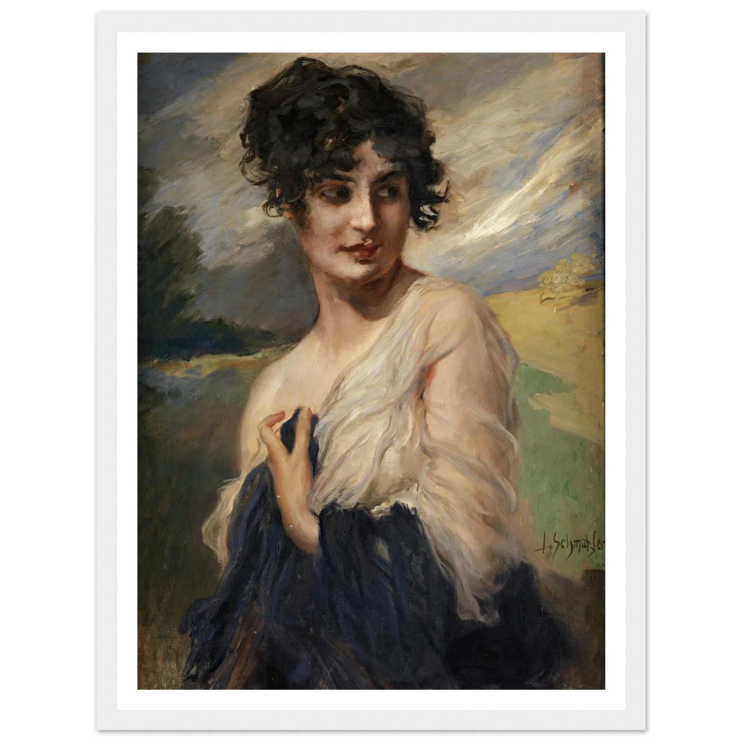 Damenbildnis Art Print | Leopold Schmutzler - Framed Poster - 30x40 cm / 12x16″ - Black frame