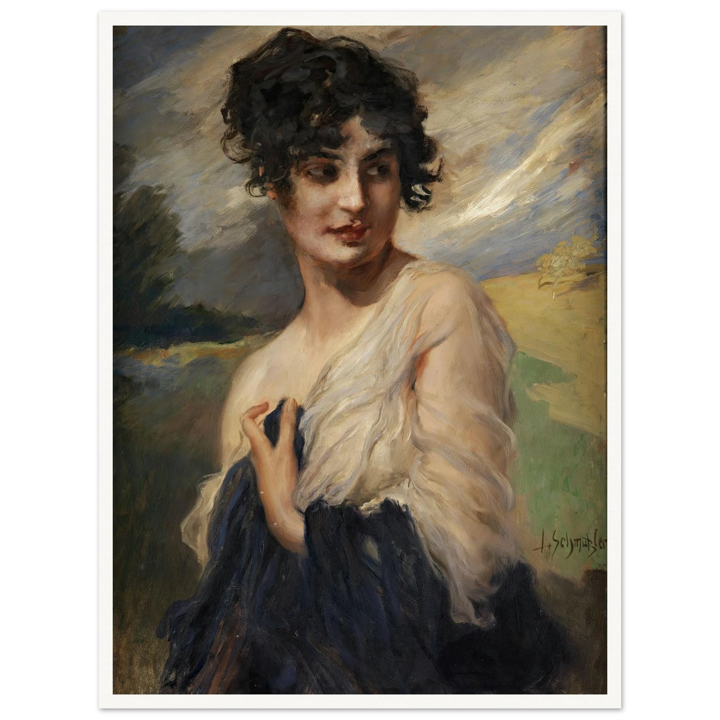 Damenbildnis Art Print | Leopold Schmutzler - Framed Poster - 30x40 cm / 12x16″ - Black frame