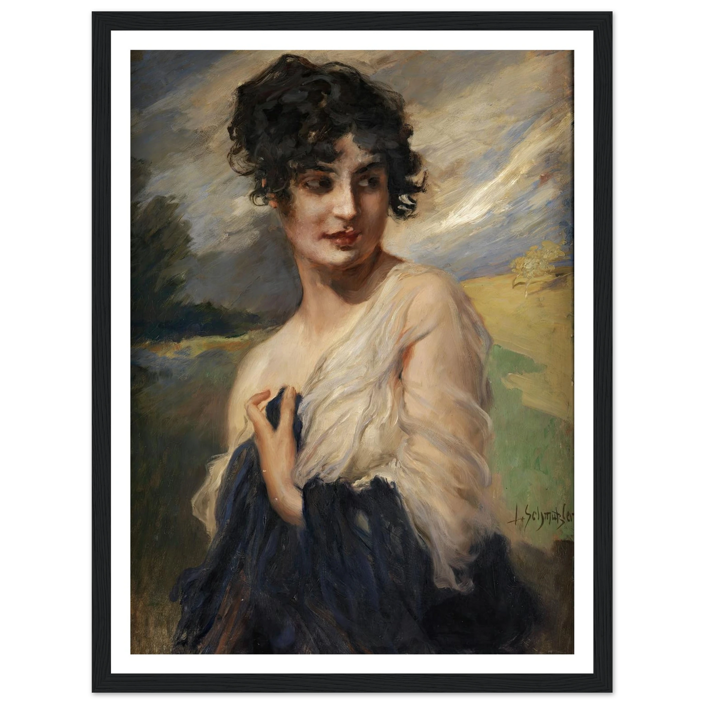 Damenbildnis Art Print | Leopold Schmutzler - Framed Poster - 30x40 cm / 12x16″ - Black frame