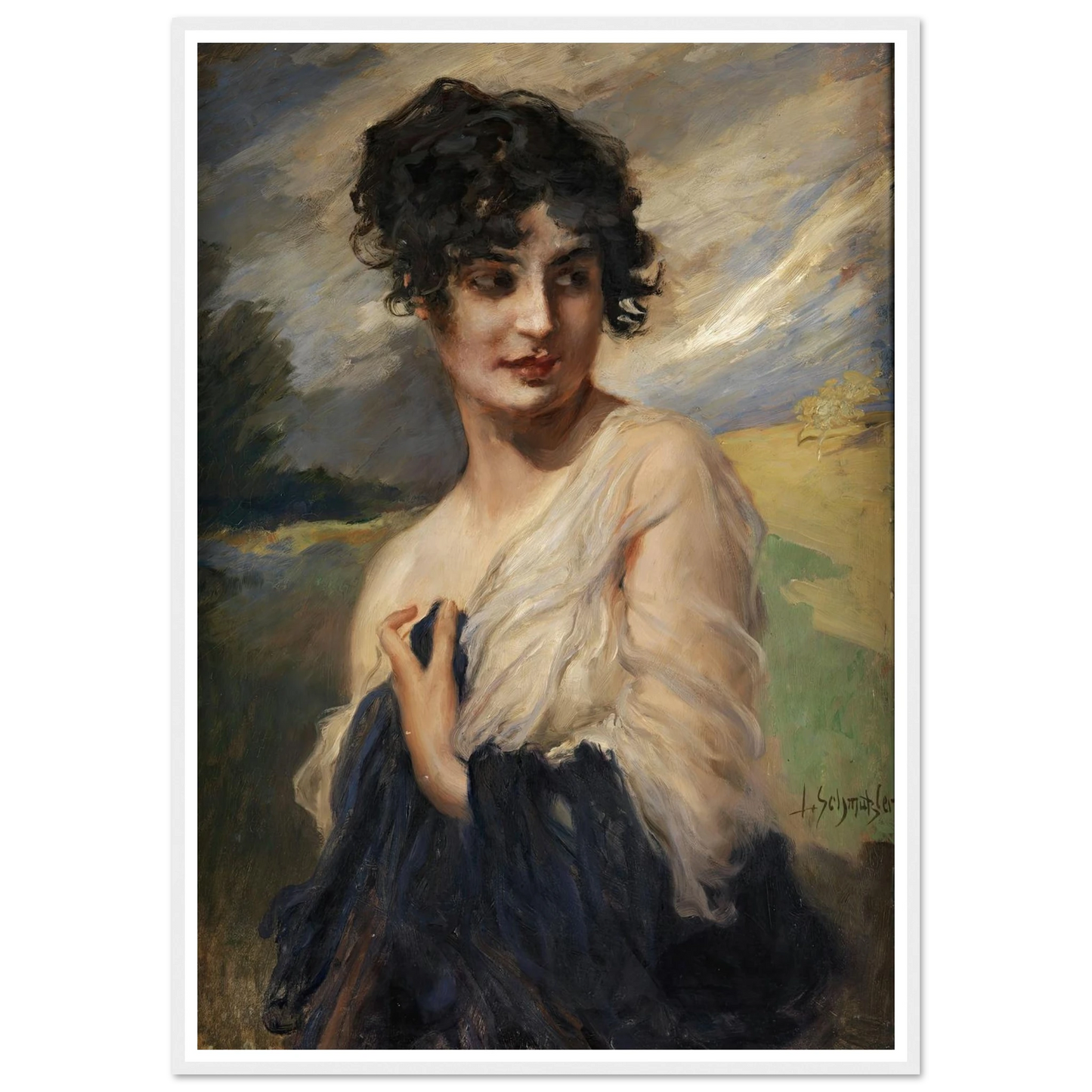 Damenbildnis Art Print | Leopold Schmutzler - Framed Poster - 30x40 cm / 12x16″ - Black frame