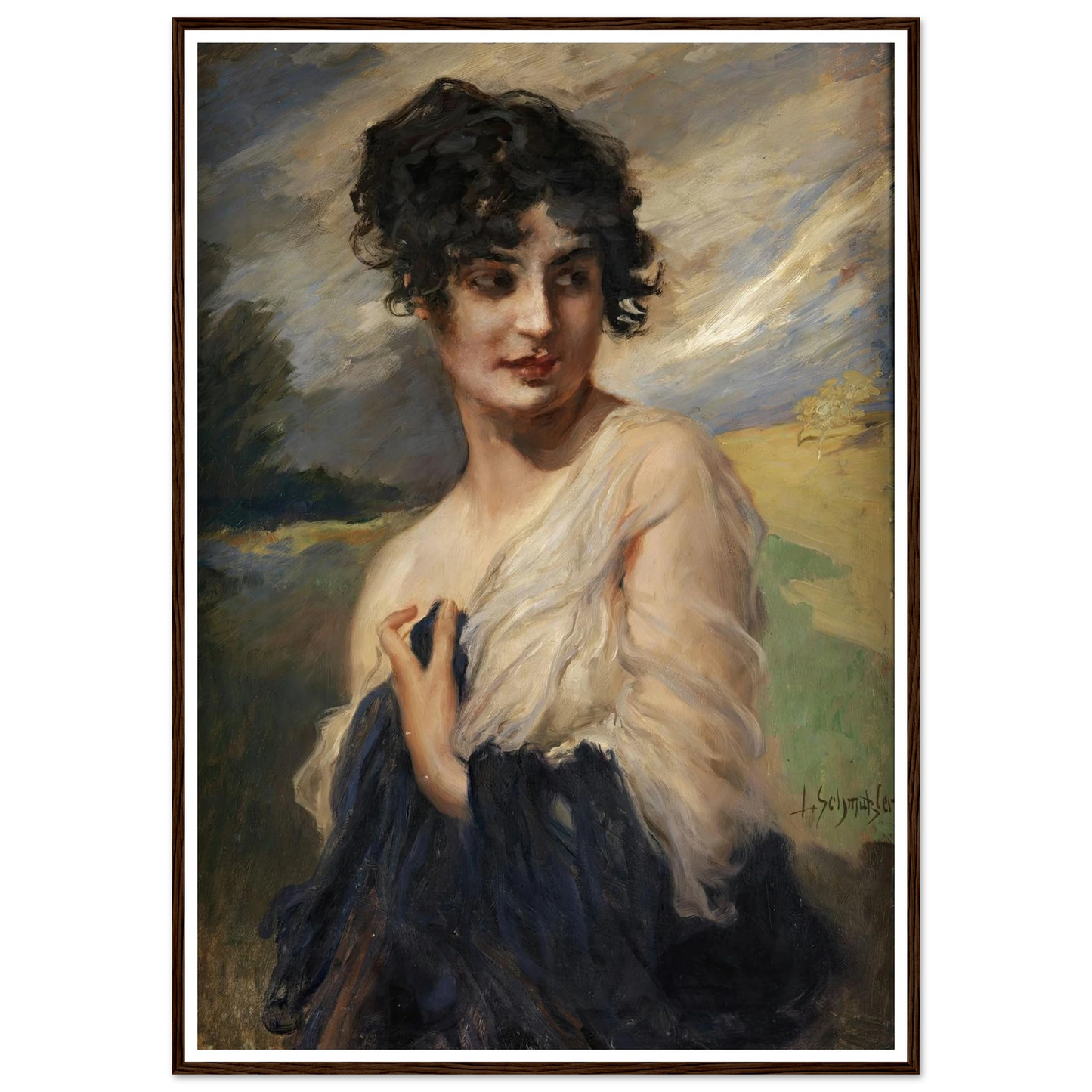 Damenbildnis Art Print | Leopold Schmutzler - Framed Poster - 30x40 cm / 12x16″ - Black frame