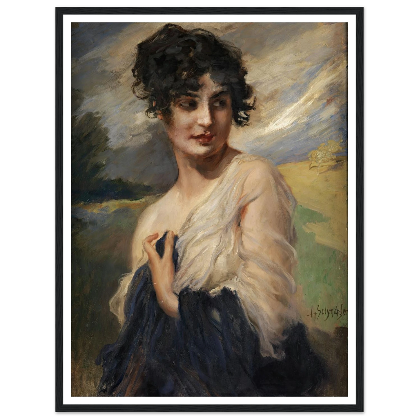 Damenbildnis Art Print | Leopold Schmutzler - Framed Poster - 30x40 cm / 12x16″ - Black frame