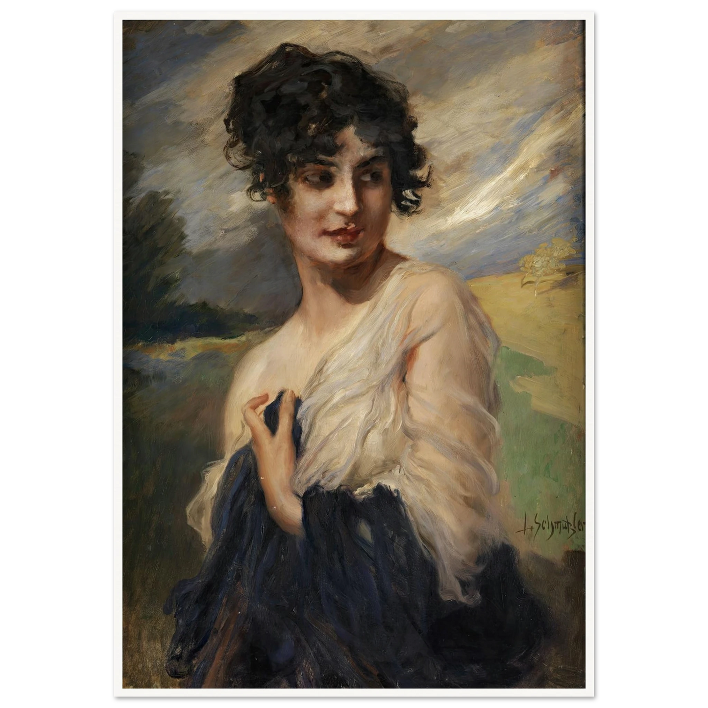 Damenbildnis Art Print | Leopold Schmutzler - Framed Poster - 30x40 cm / 12x16″ - Black frame