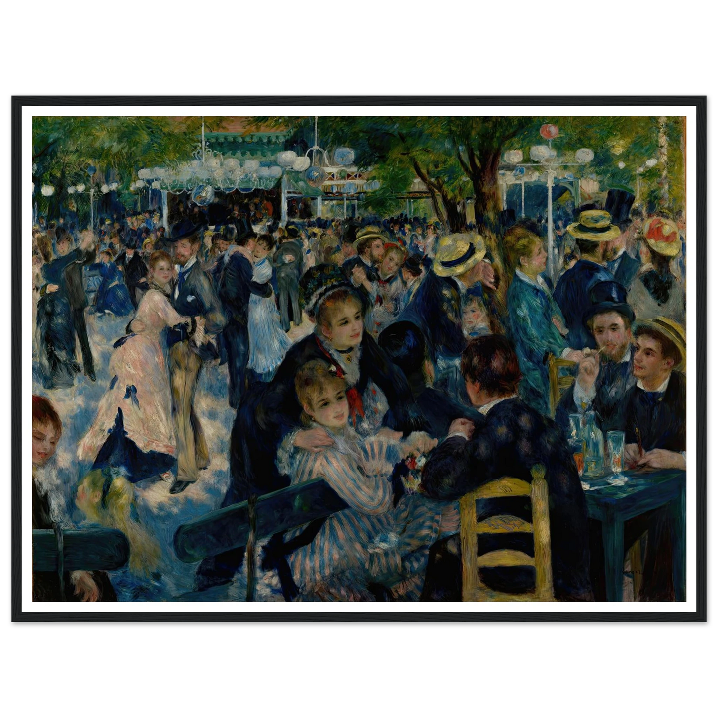 Dance at Le Moulin de la Galette (1876) Art Print | Pierre Auguste Renoir - Framed Poster - 30x40 cm / 12x16″ - Black frame