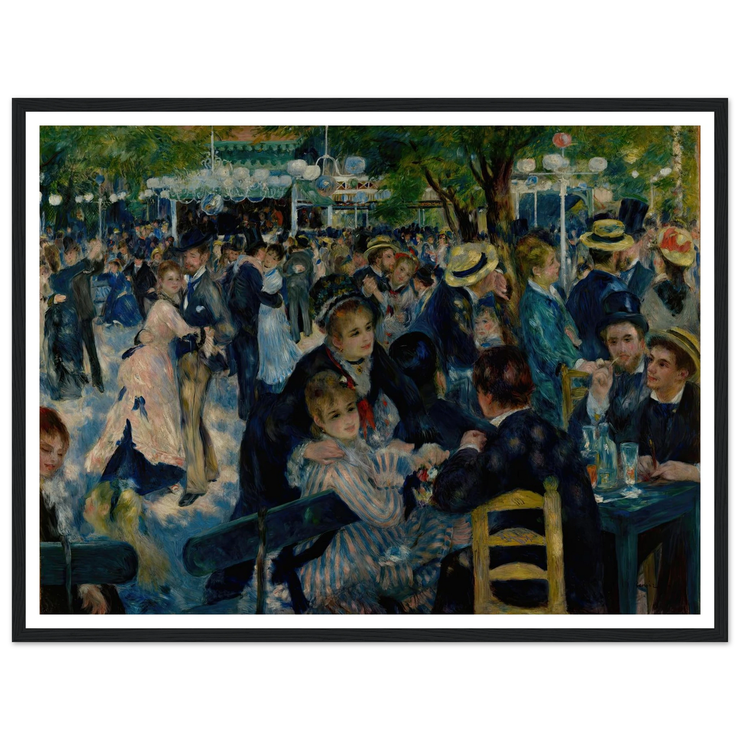Dance at Le Moulin de la Galette (1876) Art Print | Pierre Auguste Renoir - Framed Poster - 30x40 cm / 12x16″ - Black frame