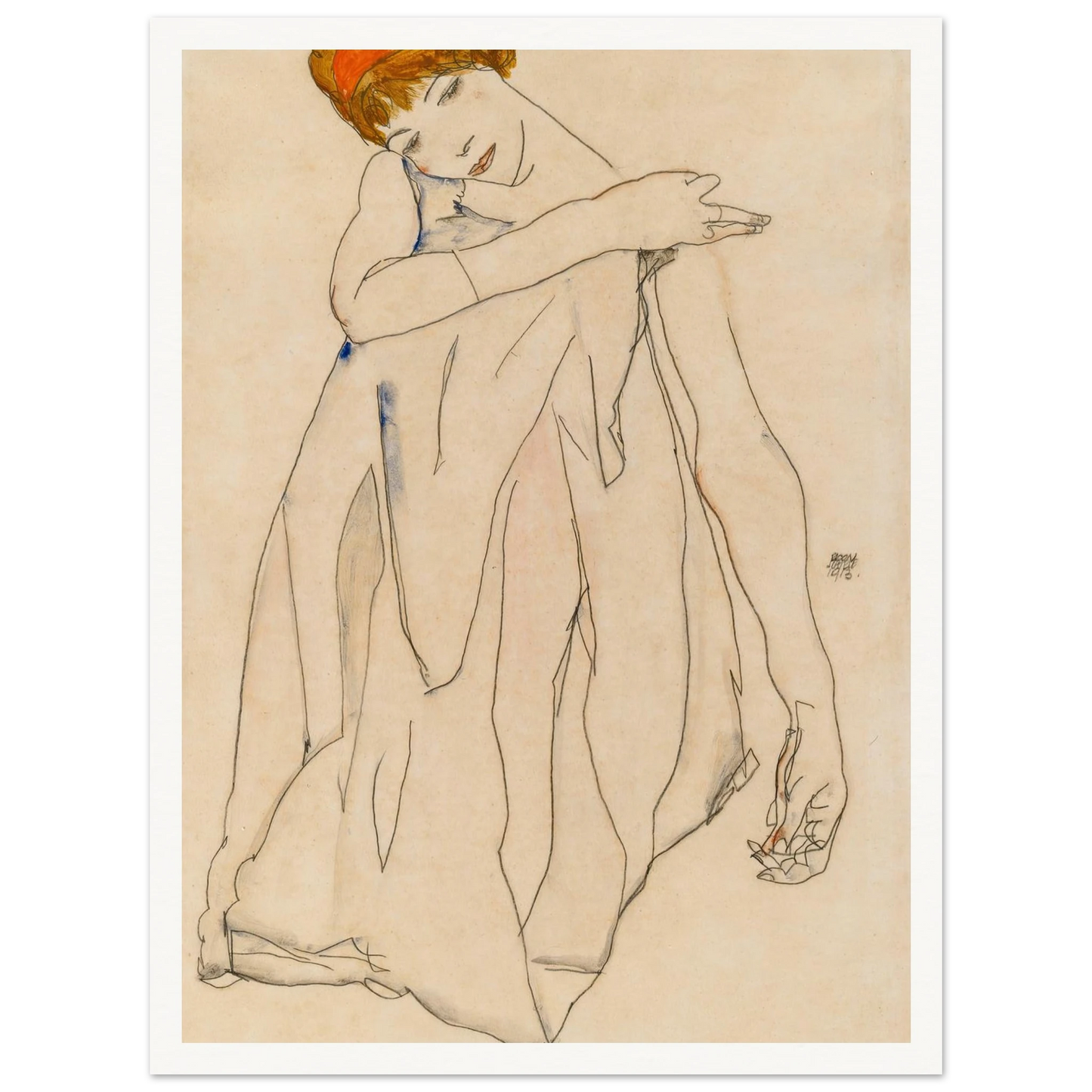 Dancer (Die Tänzerin) (1913) Art Print | Egon Schiele - Framed Poster - 30x40 cm / 12x16″ - Black frame