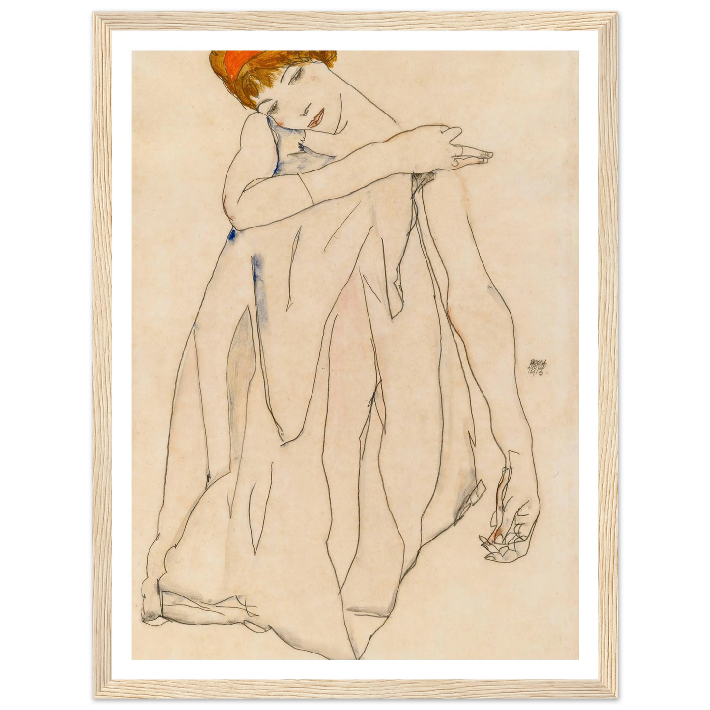 Dancer (Die Tänzerin) (1913) Art Print | Egon Schiele - Framed Poster - 30x40 cm / 12x16″ - Black frame