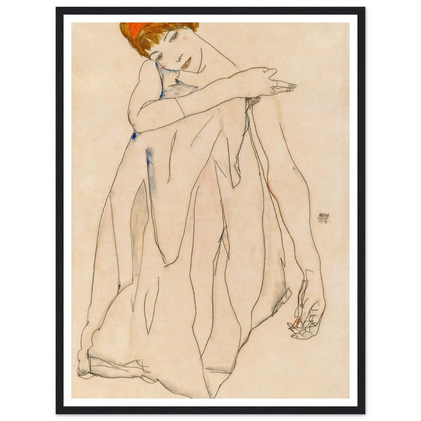 Dancer (Die Tänzerin) (1913) Art Print | Egon Schiele - Framed Poster - 30x40 cm / 12x16″ - Black frame