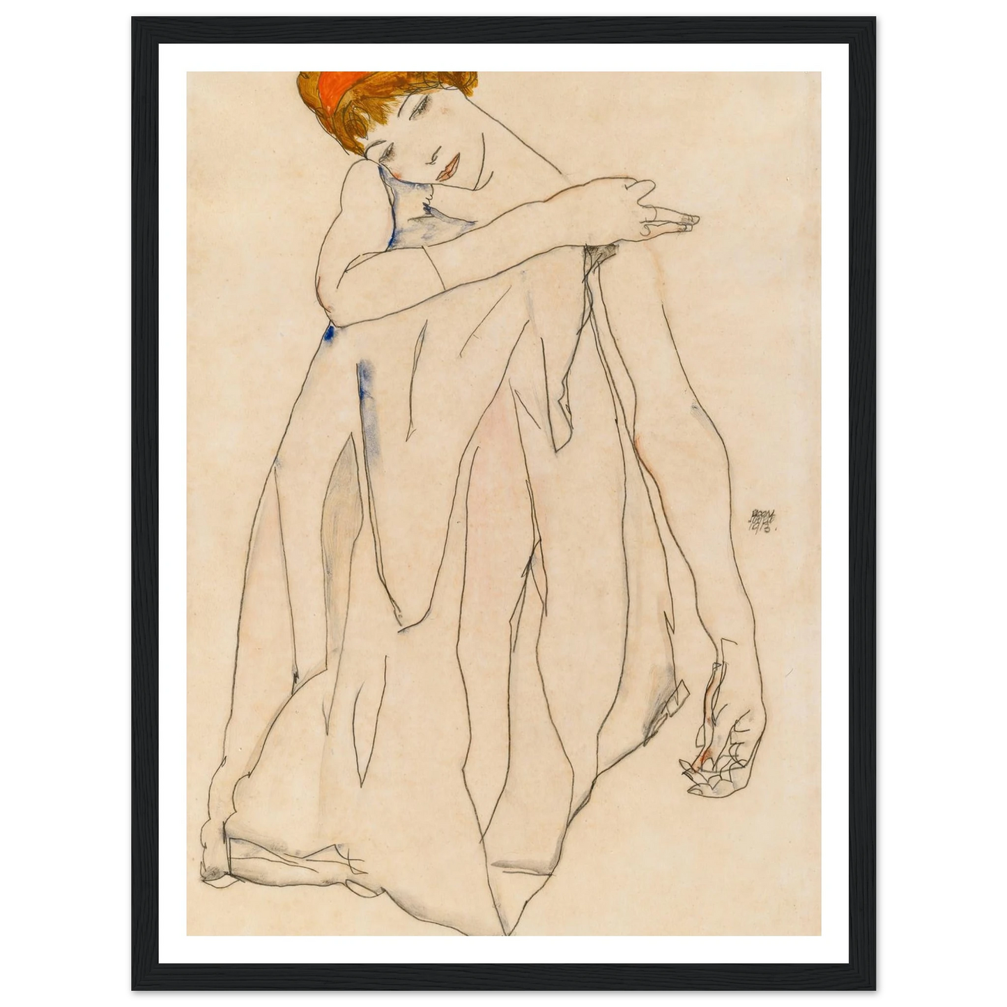 Dancer (Die Tänzerin) (1913) Art Print | Egon Schiele - Framed Poster - 30x40 cm / 12x16″ - Black frame