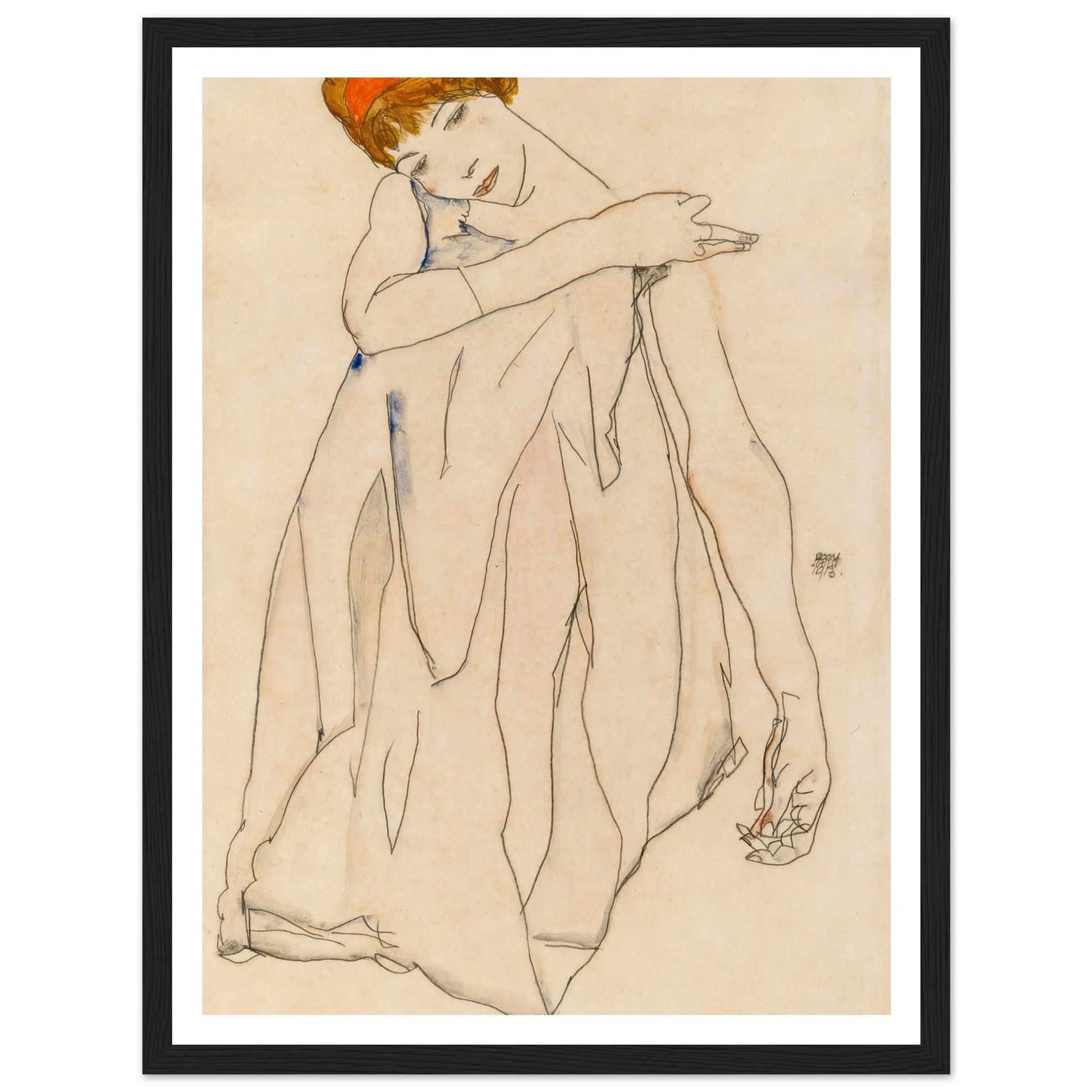 Dancer (Die Tänzerin) (1913) Art Print | Egon Schiele - Framed Poster - 30x40 cm / 12x16″ - Black frame