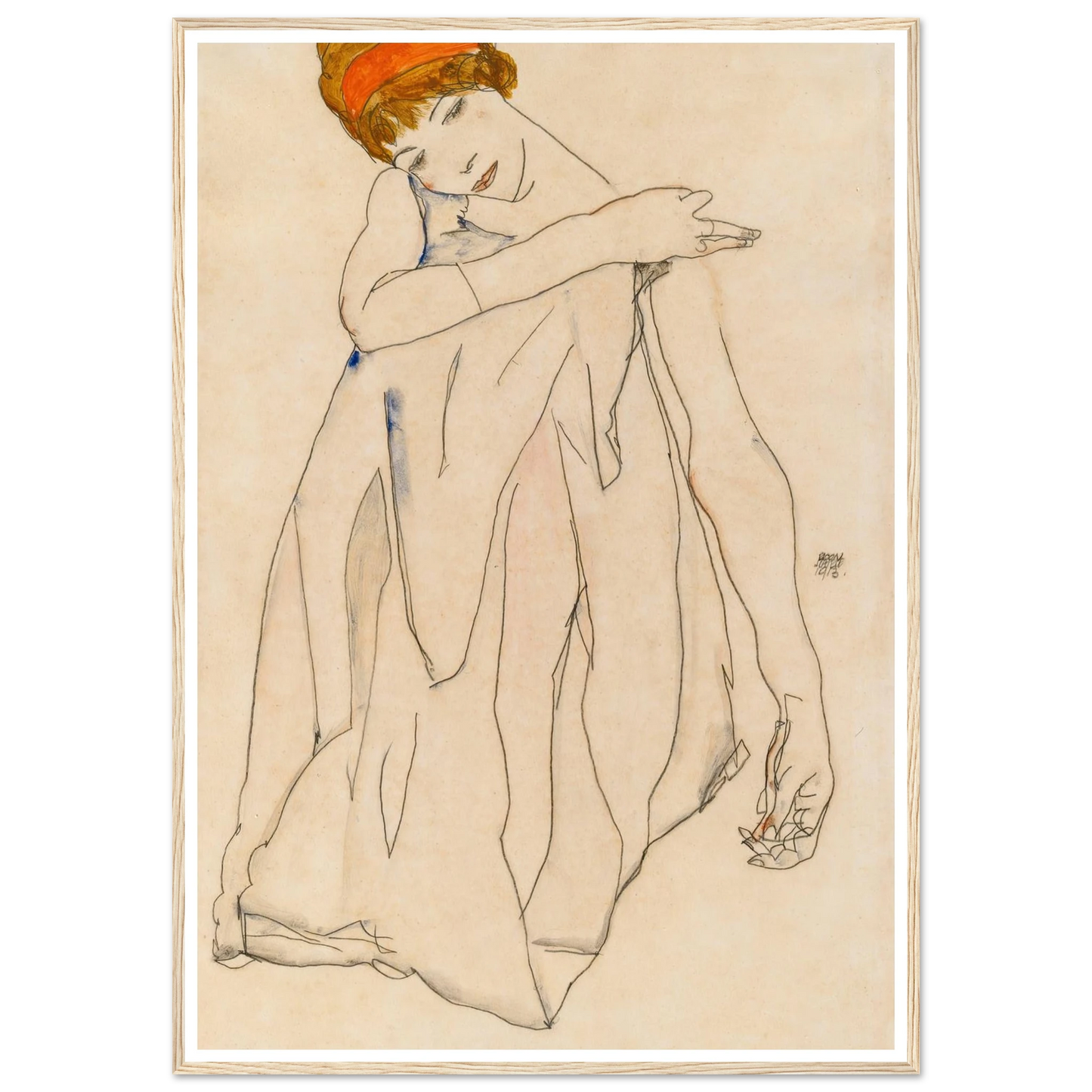 Dancer (Die Tänzerin) (1913) Art Print | Egon Schiele - Framed Poster - 30x40 cm / 12x16″ - Black frame