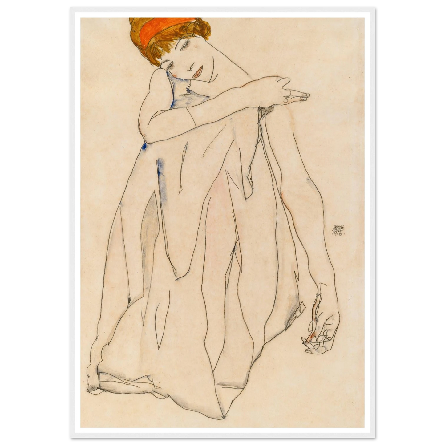 Dancer (Die Tänzerin) (1913) Art Print | Egon Schiele - Framed Poster - 30x40 cm / 12x16″ - Black frame