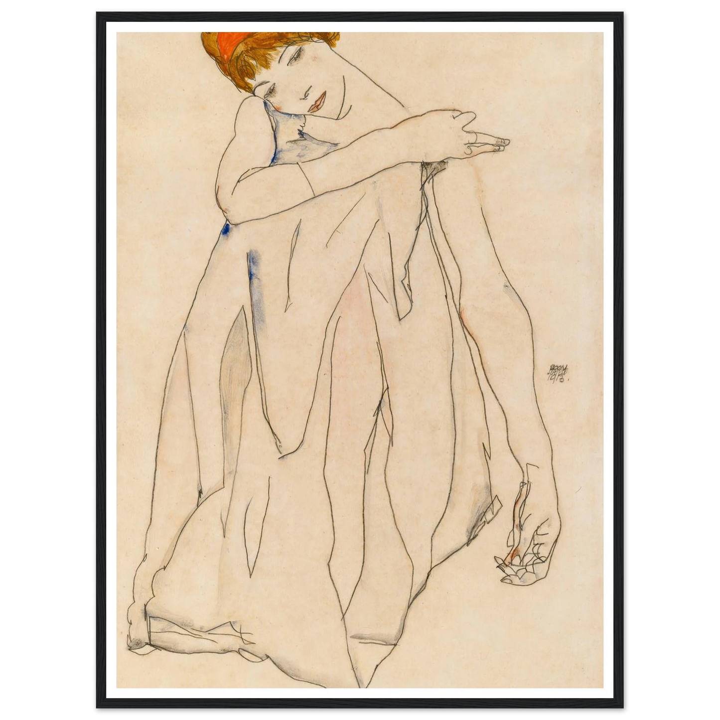 Dancer (Die Tänzerin) (1913) Art Print | Egon Schiele - Framed Poster - 30x40 cm / 12x16″ - Black frame