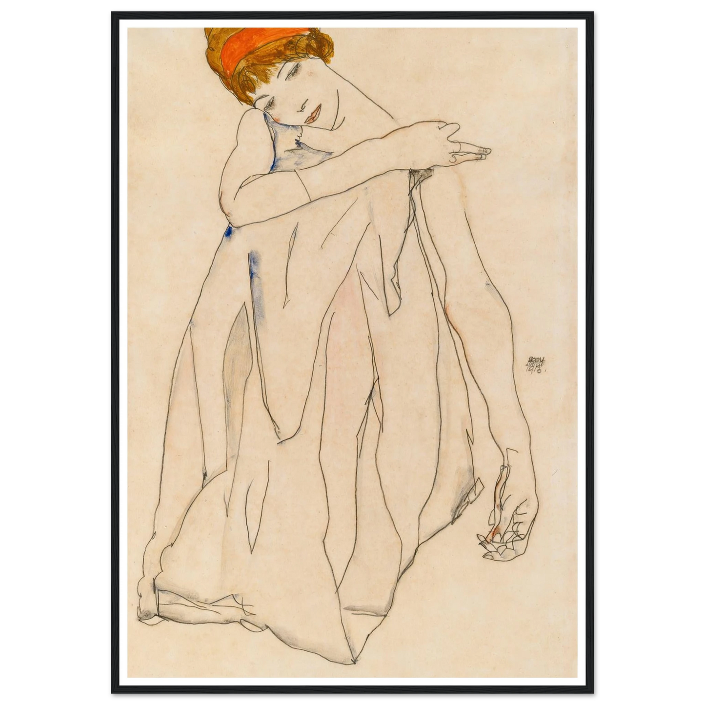 Dancer (Die Tänzerin) (1913) Art Print | Egon Schiele - Framed Poster - 30x40 cm / 12x16″ - Black frame