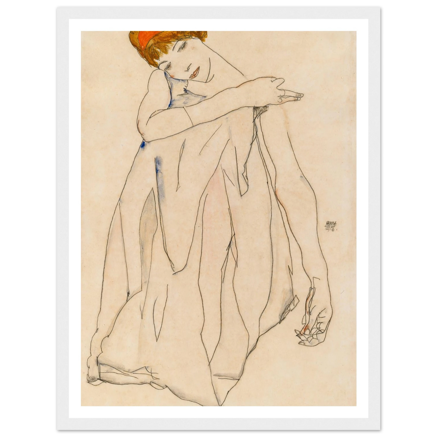 Dancer (Die Tänzerin) (1913) Art Print | Egon Schiele - Framed Poster - 30x40 cm / 12x16″ - Black frame