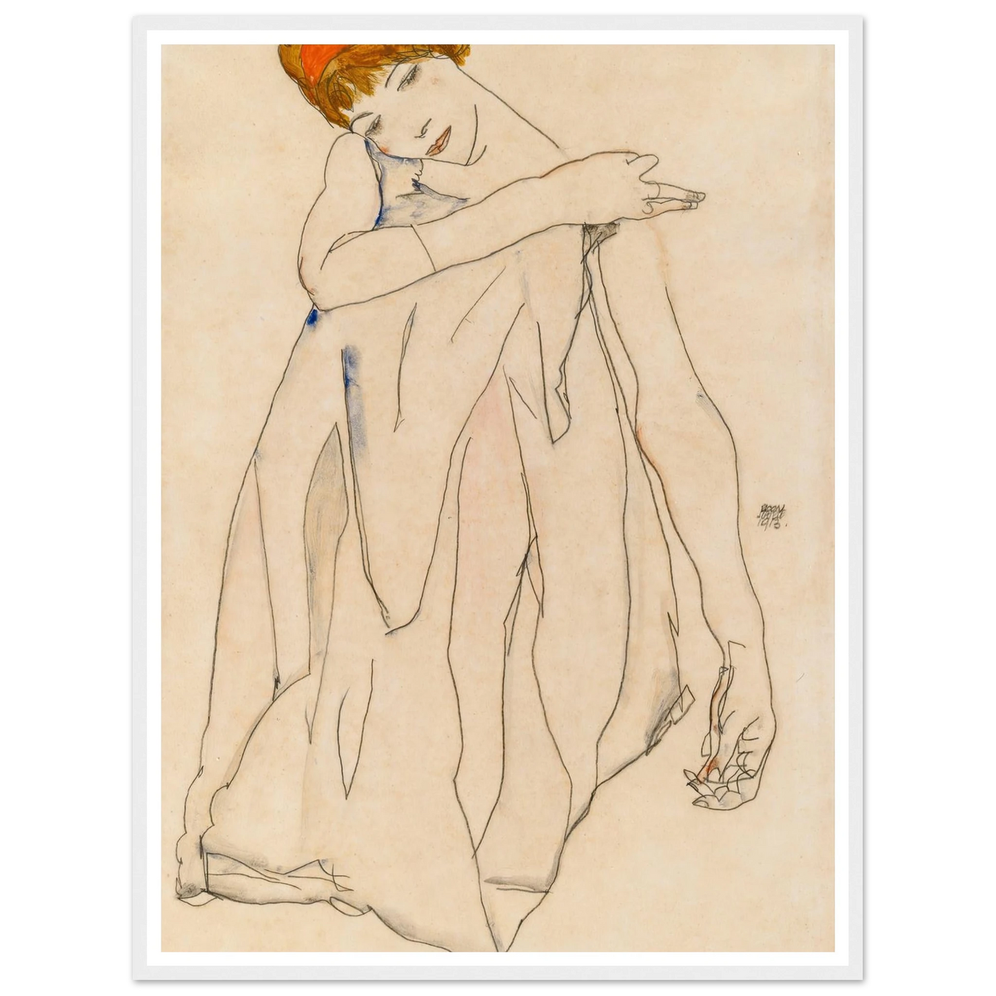 Dancer (Die Tänzerin) (1913) Art Print | Egon Schiele - Framed Poster - 30x40 cm / 12x16″ - Black frame