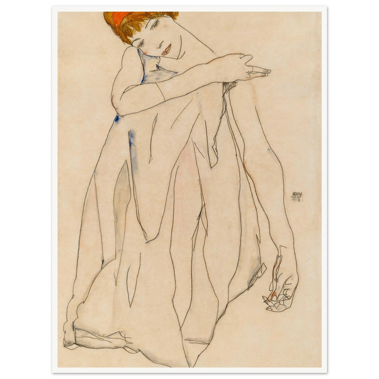 Dancer (Die Tänzerin) (1913) Art Print | Egon Schiele - Framed Poster - 30x40 cm / 12x16″ - Black frame