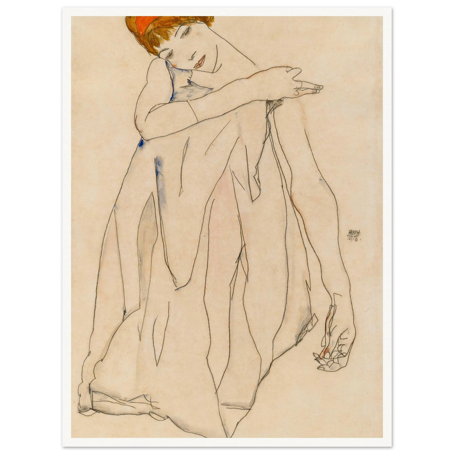 Dancer (Die Tänzerin) (1913) Art Print | Egon Schiele - Framed Poster - 30x40 cm / 12x16″ - Black frame