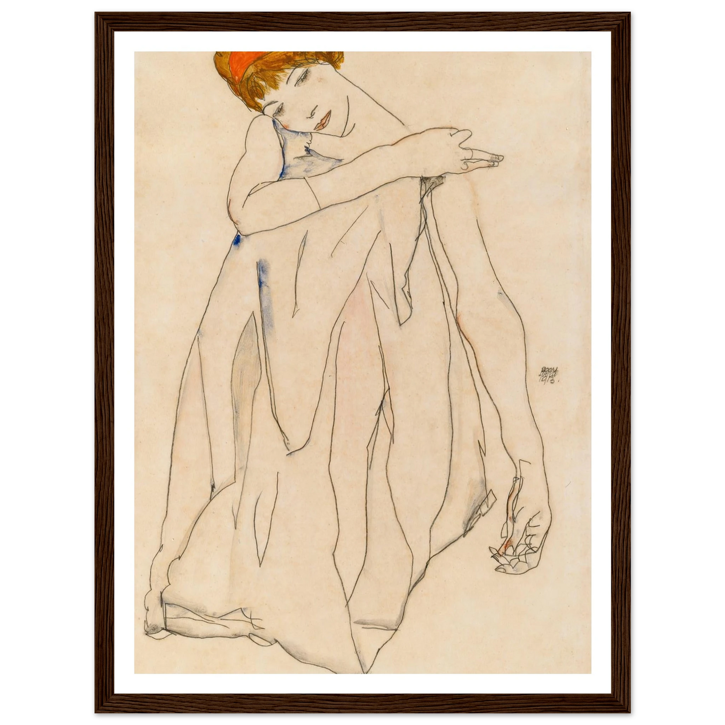 Dancer (Die Tänzerin) (1913) Art Print | Egon Schiele - Framed Poster - 30x40 cm / 12x16″ - Black frame