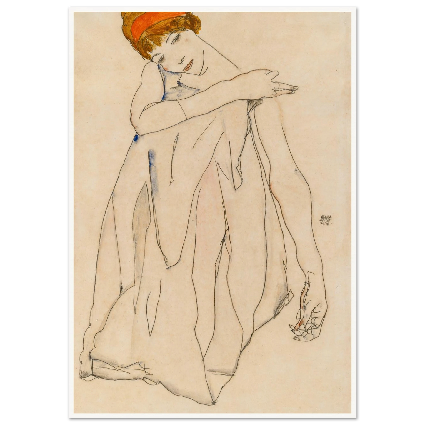 Dancer (Die Tänzerin) (1913) Art Print | Egon Schiele - Framed Poster - 30x40 cm / 12x16″ - Black frame