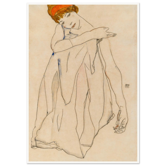 Dancer (Die Tänzerin) (1913) Art Print | Egon Schiele - Framed Poster - 30x40 cm / 12x16″ - Black frame