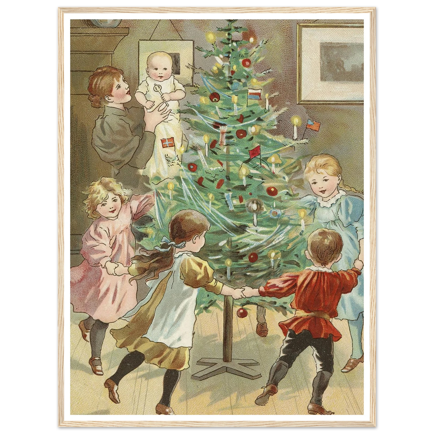 Dancing Around The Christmas Tree - Framed Poster - 30x40 cm / 12x16″ - Black frame