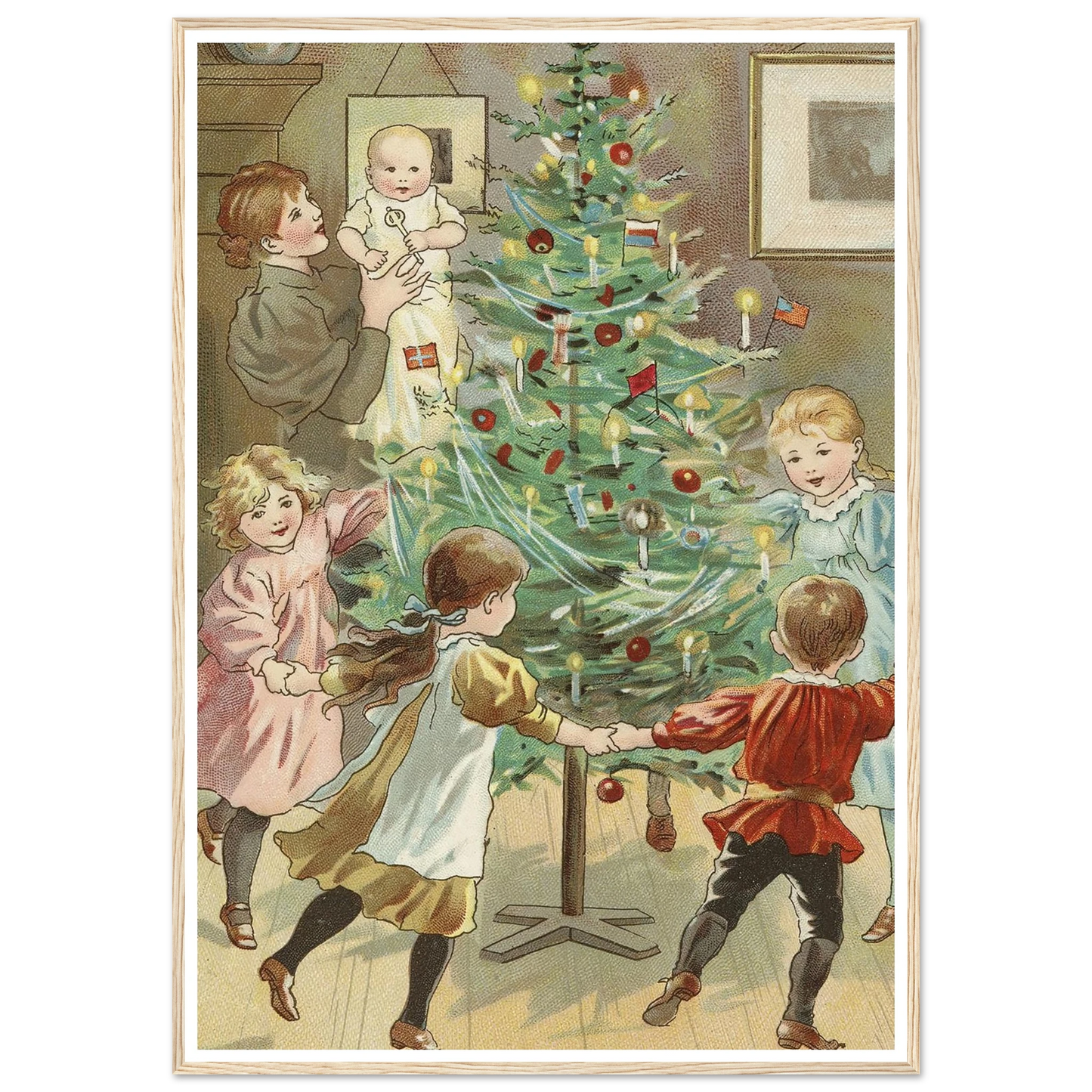 Dancing Around The Christmas Tree - Framed Poster - 30x40 cm / 12x16″ - Black frame