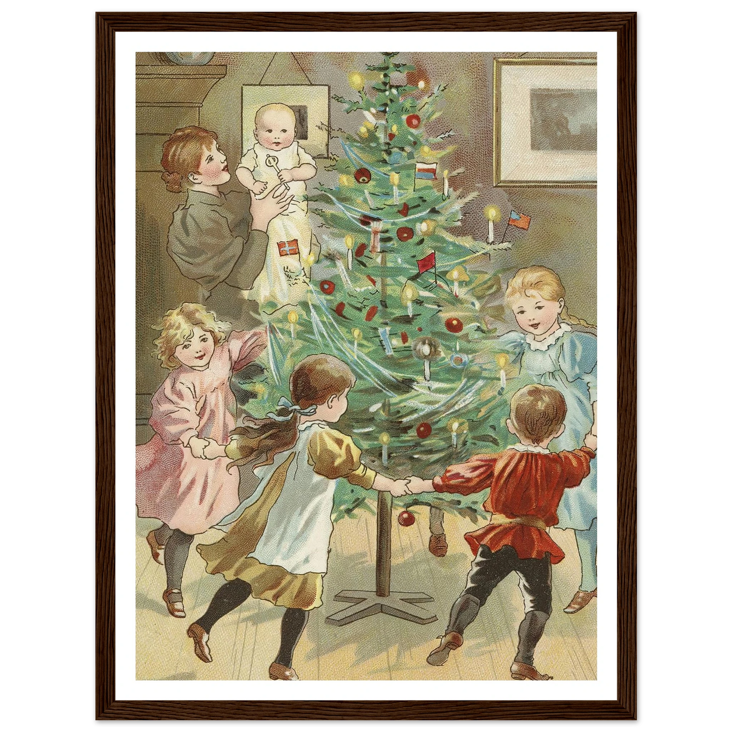 Dancing Around The Christmas Tree - Framed Poster - 30x40 cm / 12x16″ - Black frame