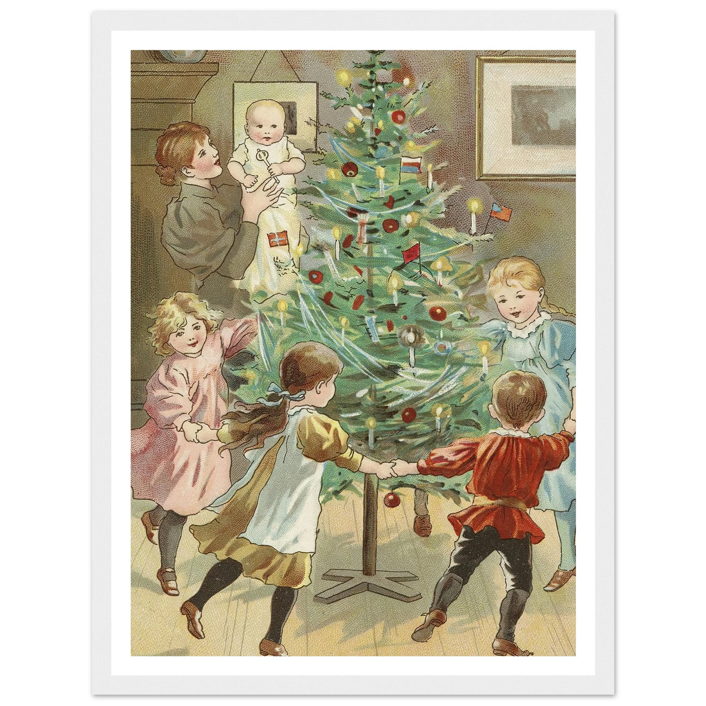 Dancing Around The Christmas Tree - Framed Poster - 30x40 cm / 12x16″ - Black frame