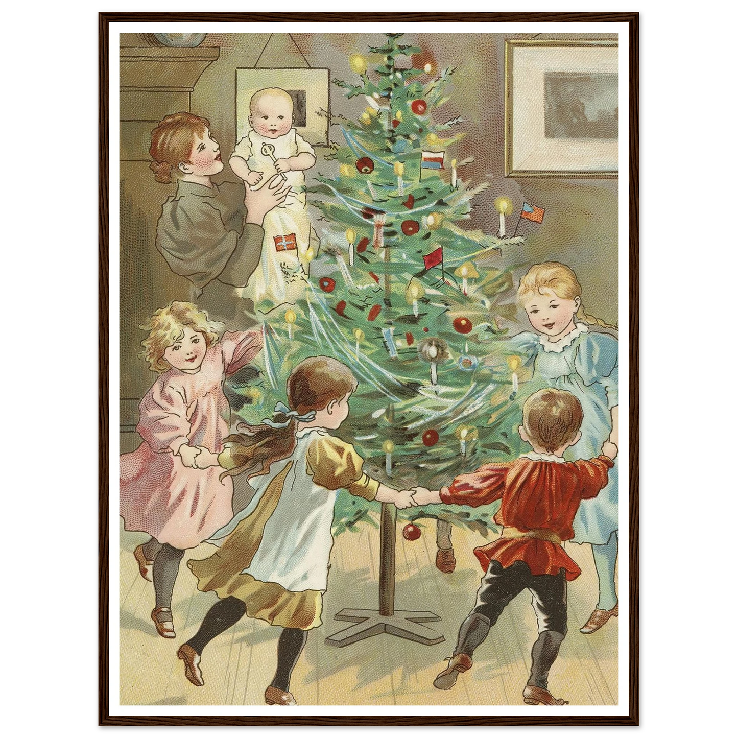 Dancing Around The Christmas Tree - Framed Poster - 30x40 cm / 12x16″ - Black frame