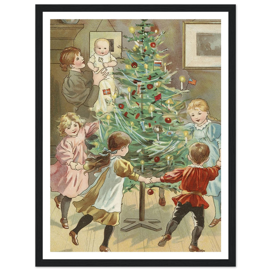 Dancing Around The Christmas Tree - Framed Poster - 30x40 cm / 12x16″ - Black frame