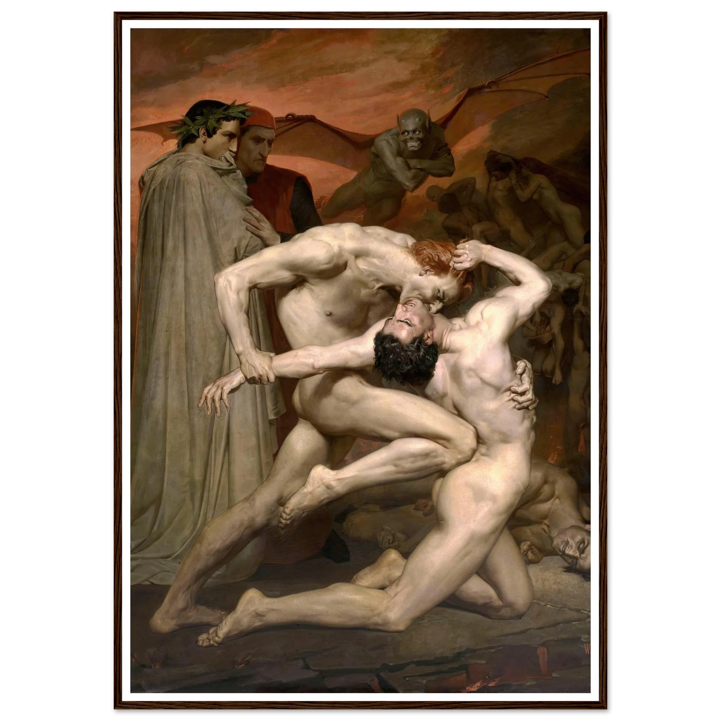 Dante and Virgil in Hell (1850) Art Print | William Bouguereau - Framed Poster - 30x40 cm / 12x16″ - Black frame