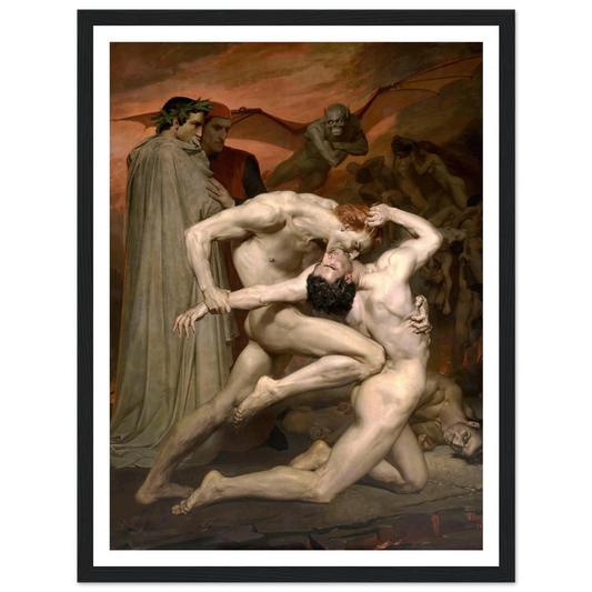 Dante and Virgil in Hell (1850) Art Print | William Bouguereau - Framed Poster - 30x40 cm / 12x16″ - Black frame