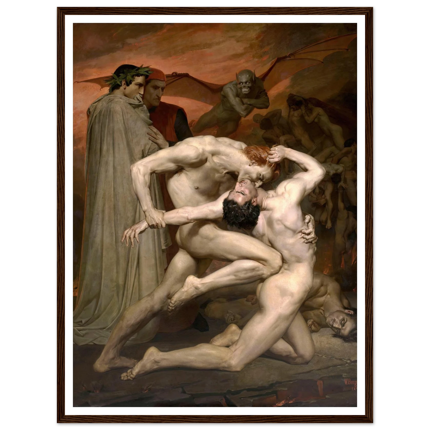 Dante and Virgil in Hell (1850) Art Print | William Bouguereau - Framed Poster - 30x40 cm / 12x16″ - Black frame