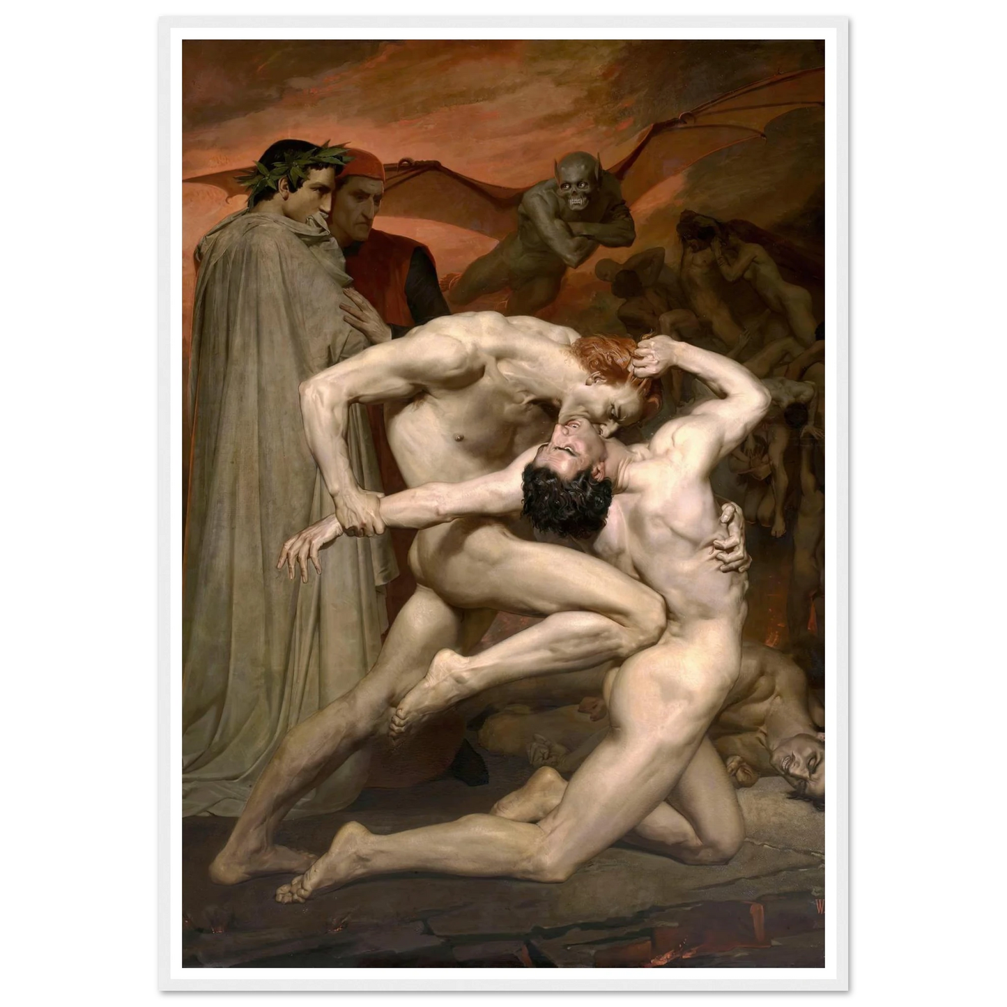Dante and Virgil in Hell (1850) Art Print | William Bouguereau - Framed Poster - 30x40 cm / 12x16″ - Black frame