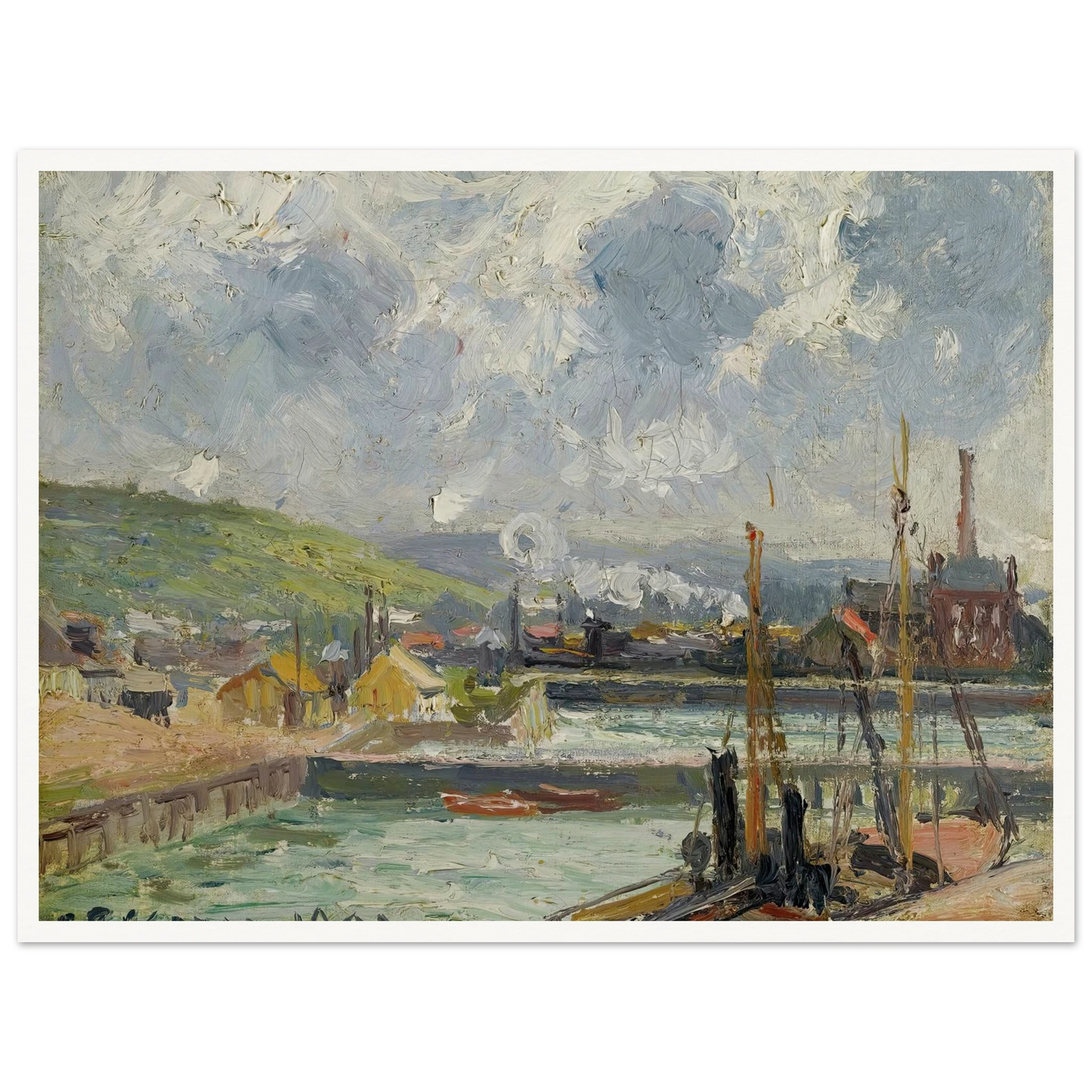 Darse De Pêche Et Bassin Duquesne, Dieppe, Temps Gris Lumineux (1902) Art Print | Camille Pissarro - Framed Poster - 30x40 cm / 12x16″ - Black frame