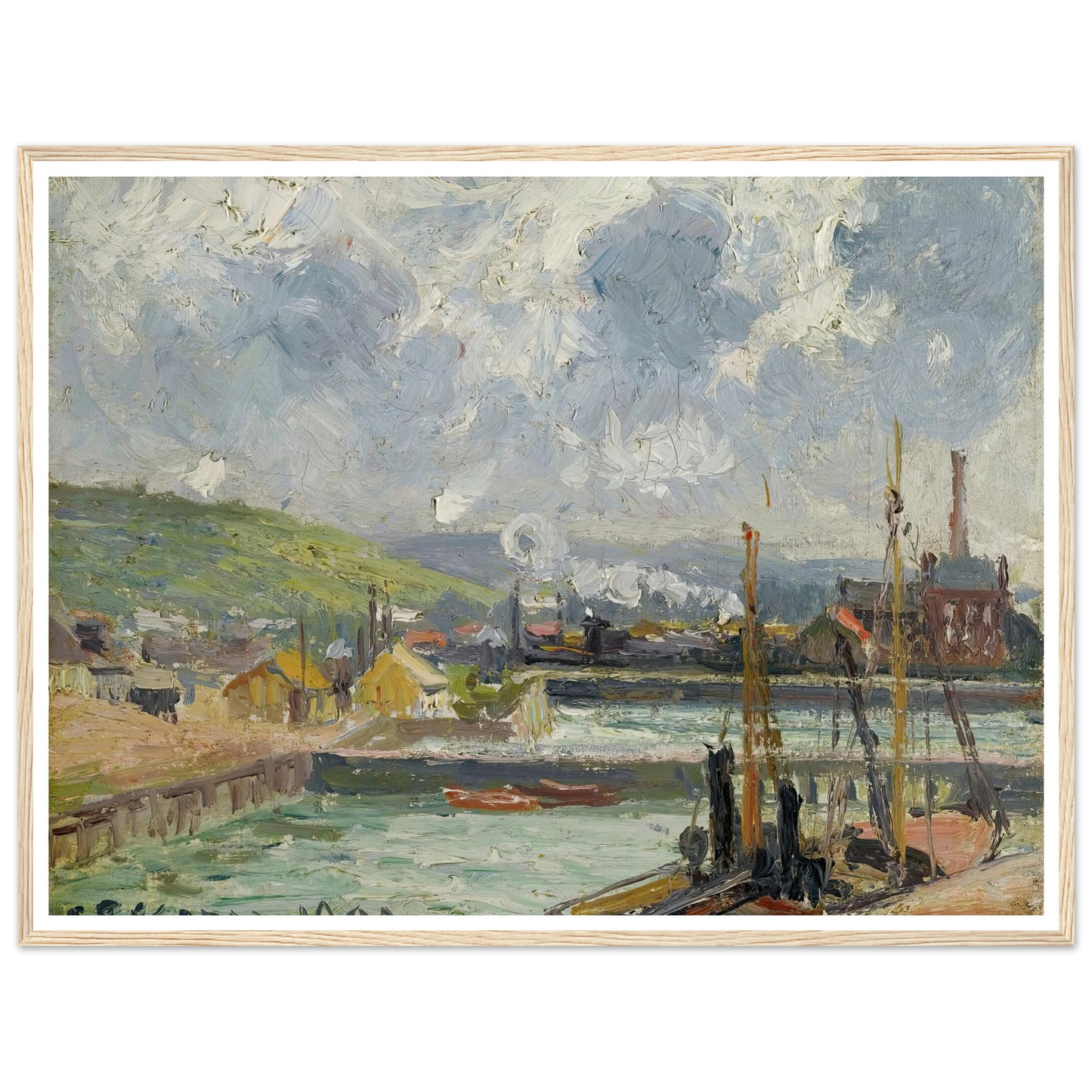 Darse De Pêche Et Bassin Duquesne, Dieppe, Temps Gris Lumineux (1902) Art Print | Camille Pissarro - Framed Poster - 30x40 cm / 12x16″ - Black frame