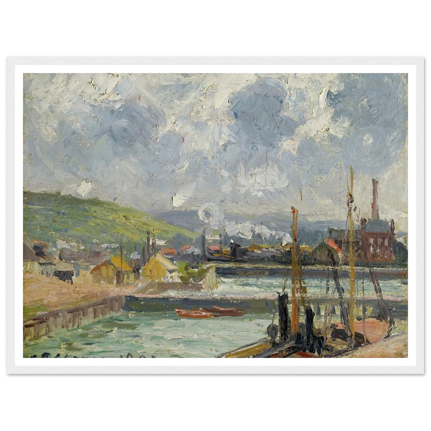 Darse De Pêche Et Bassin Duquesne, Dieppe, Temps Gris Lumineux (1902) Art Print | Camille Pissarro - Framed Poster - 30x40 cm / 12x16″ - Black frame