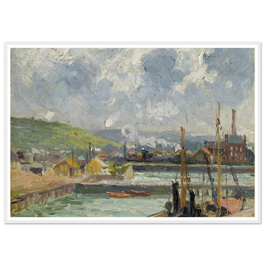 Darse De Pêche Et Bassin Duquesne, Dieppe, Temps Gris Lumineux (1902) Art Print | Camille Pissarro - Framed Poster - 30x40 cm / 12x16″ - Black frame