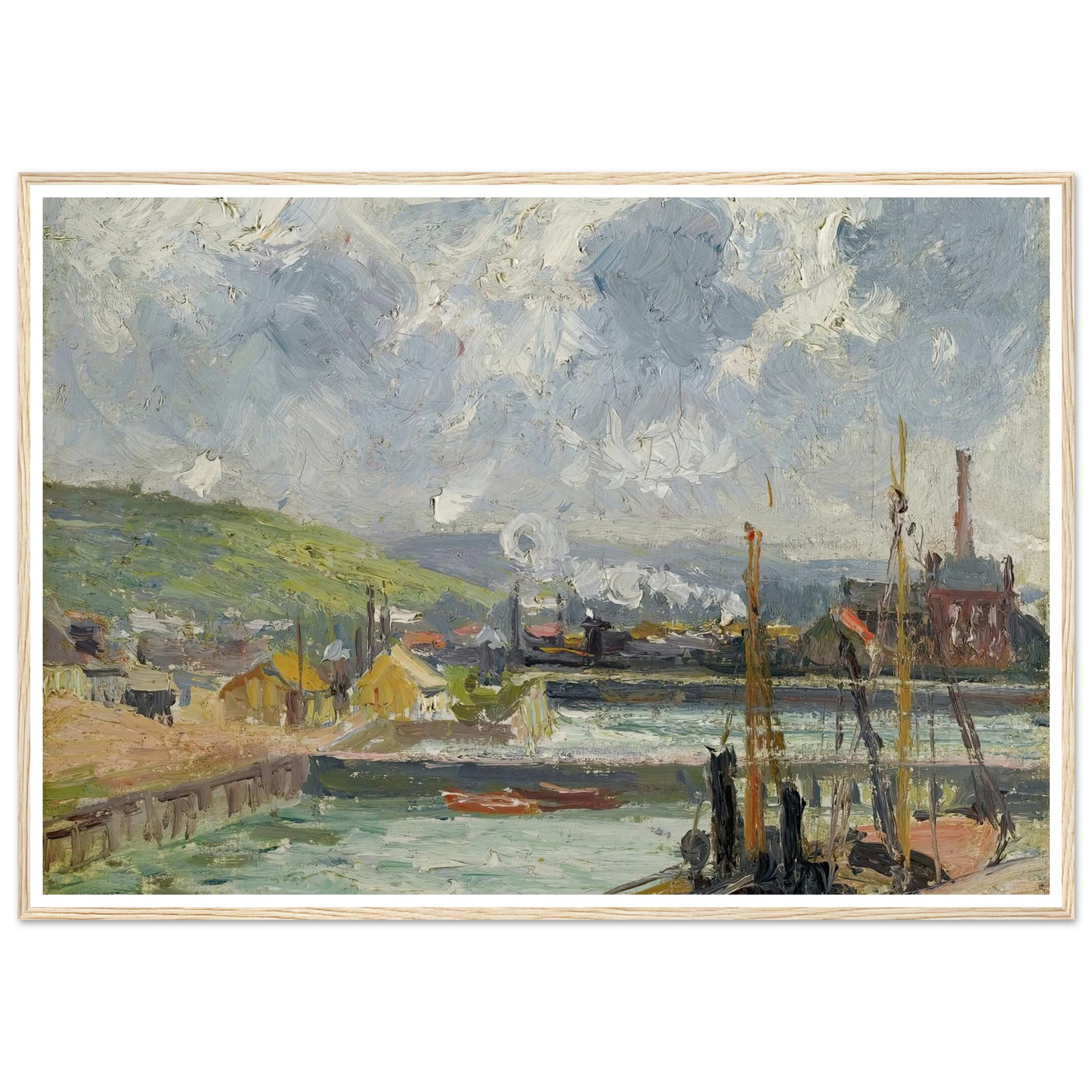 Darse De Pêche Et Bassin Duquesne, Dieppe, Temps Gris Lumineux (1902) Art Print | Camille Pissarro - Framed Poster - 30x40 cm / 12x16″ - Black frame