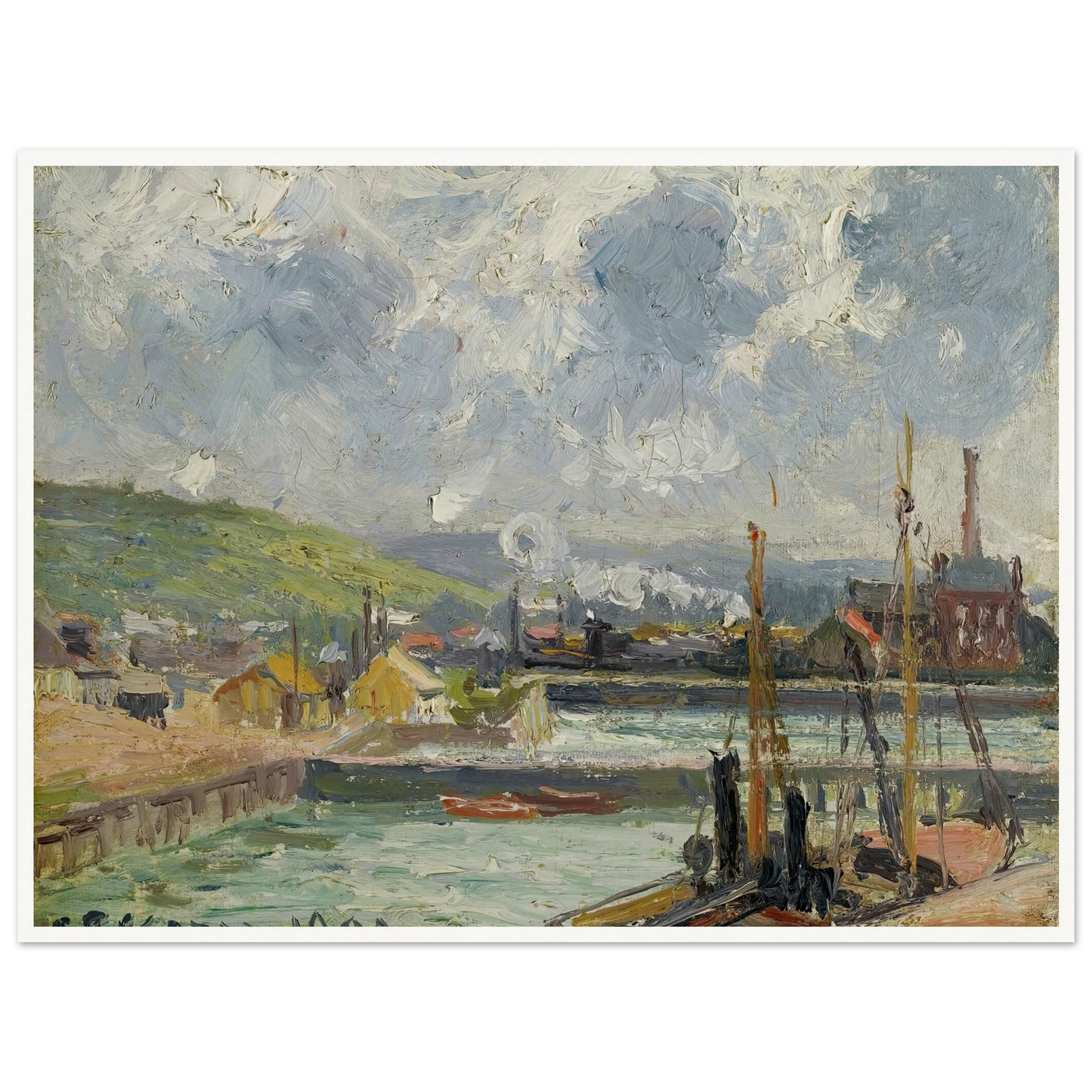 Darse De Pêche Et Bassin Duquesne, Dieppe, Temps Gris Lumineux (1902) Art Print | Camille Pissarro - Framed Poster - 30x40 cm / 12x16″ - Black frame