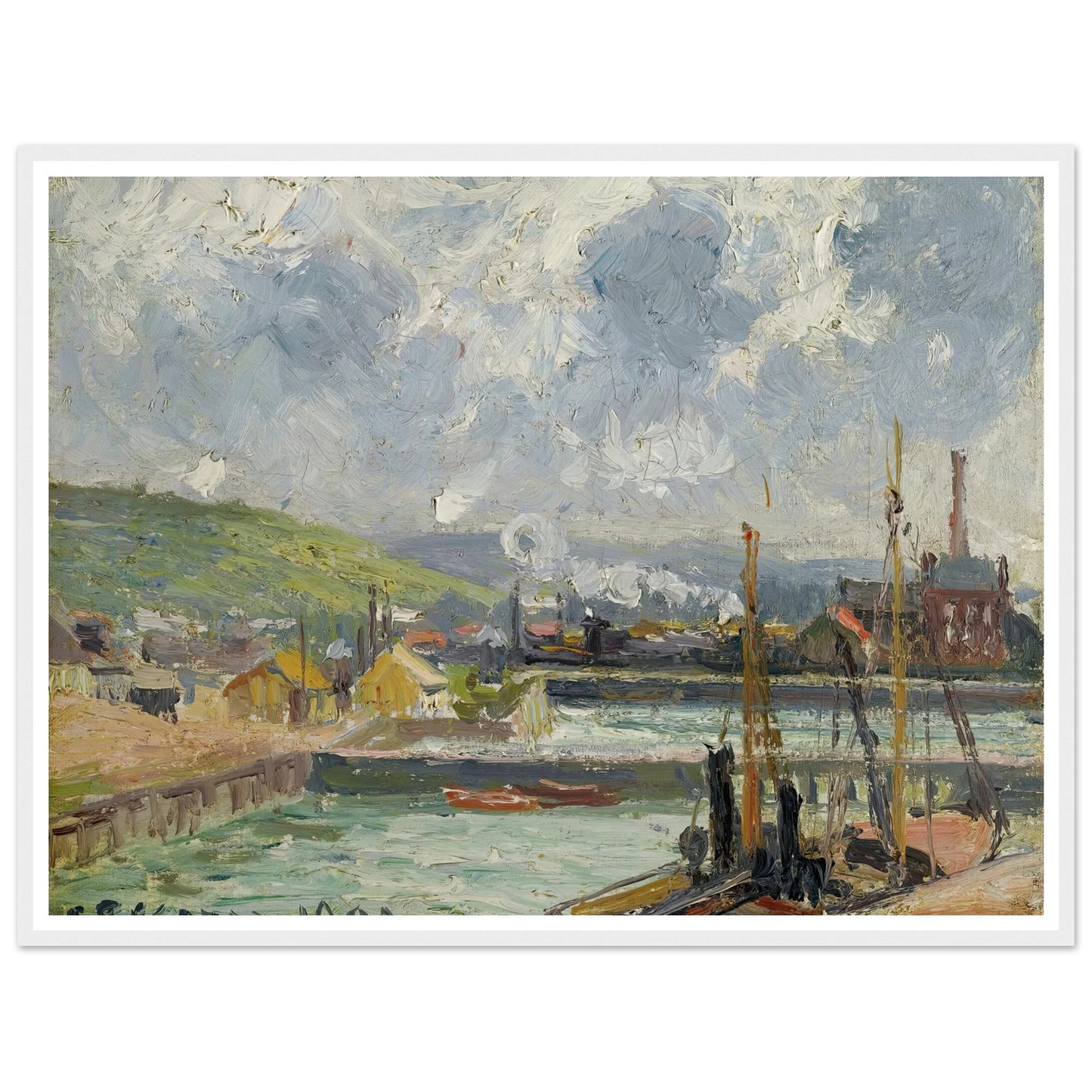Darse De Pêche Et Bassin Duquesne, Dieppe, Temps Gris Lumineux (1902) Art Print | Camille Pissarro - Framed Poster - 30x40 cm / 12x16″ - Black frame
