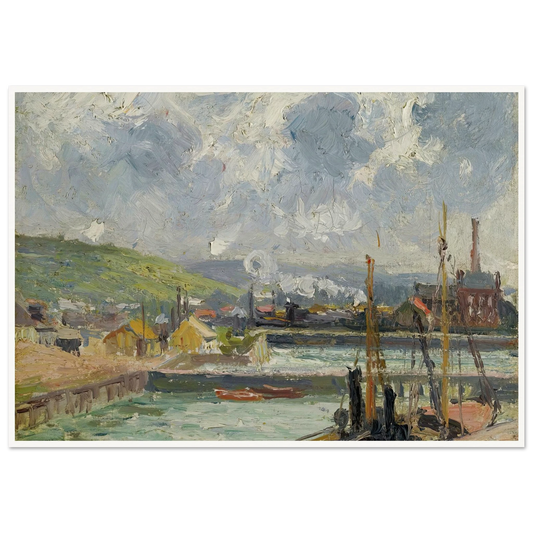 Darse De Pêche Et Bassin Duquesne, Dieppe, Temps Gris Lumineux (1902) Art Print | Camille Pissarro - Framed Poster - 30x40 cm / 12x16″ - Black frame