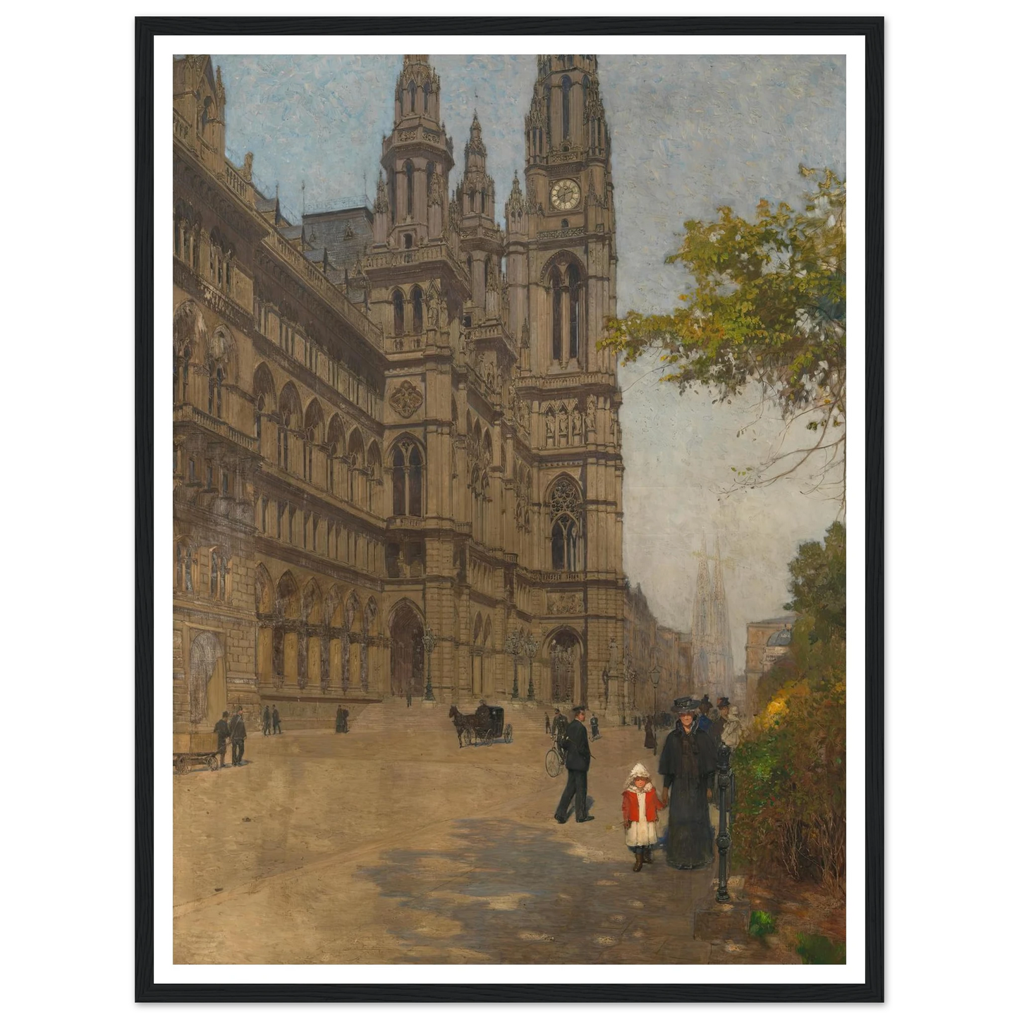 Das neue Rathaus (1898) Art Print | Carl Moll - Framed Poster - 30x40 cm / 12x16″ - Black frame