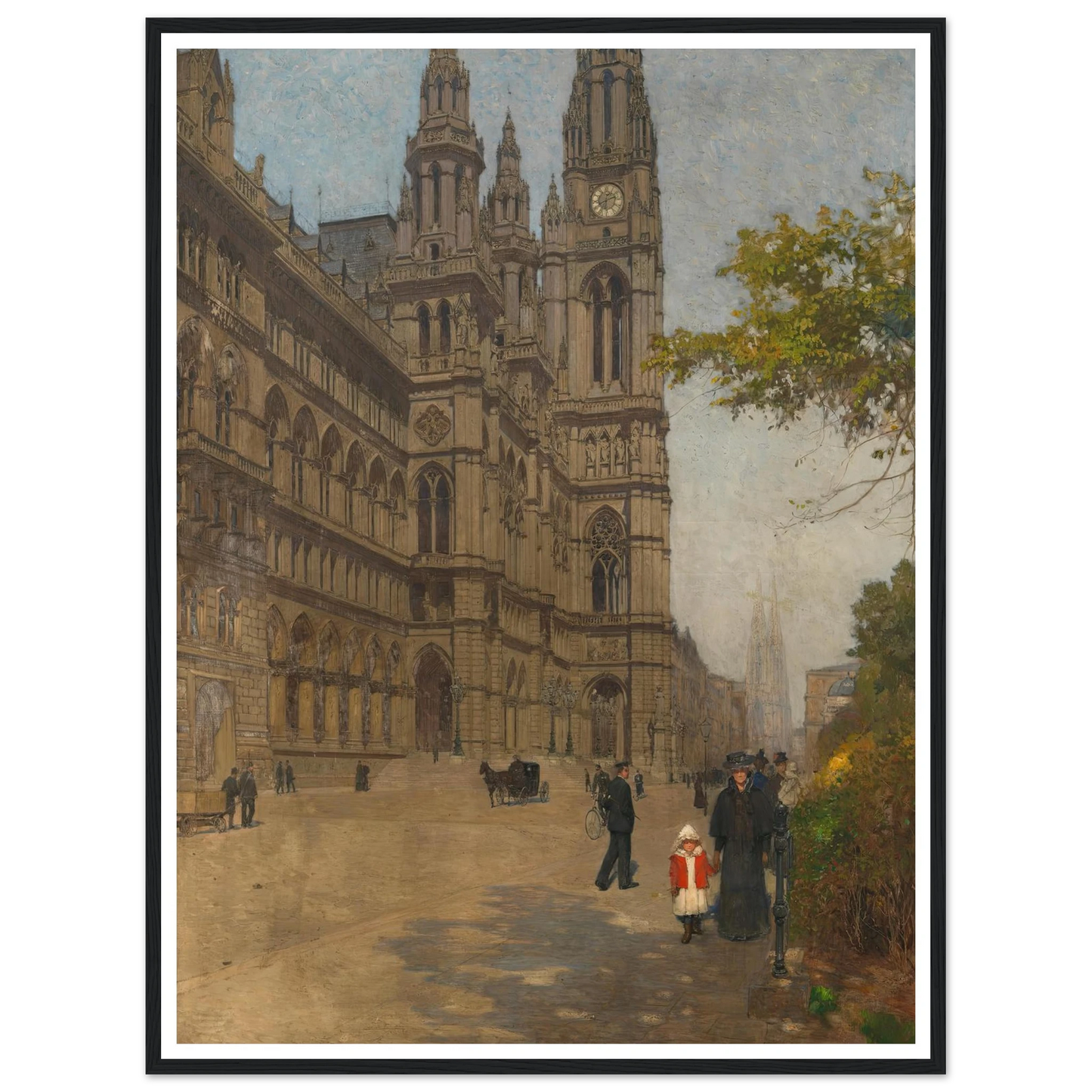 Das neue Rathaus (1898) Art Print | Carl Moll - Framed Poster - 30x40 cm / 12x16″ - Black frame