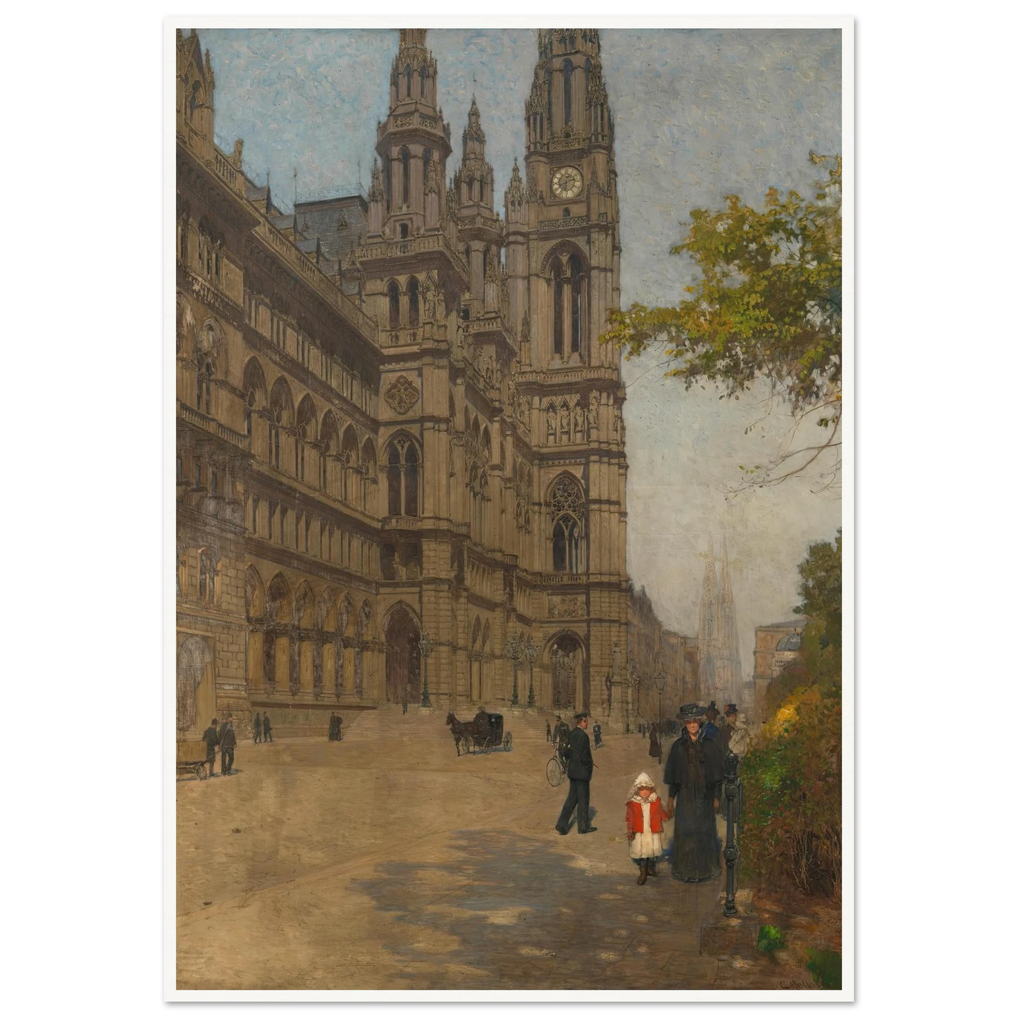 Das neue Rathaus (1898) Art Print | Carl Moll - Framed Poster - 30x40 cm / 12x16″ - Black frame