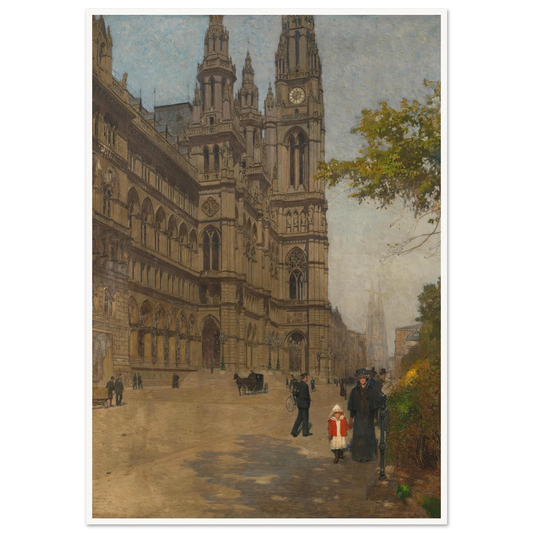 Das neue Rathaus (1898) Art Print | Carl Moll - Framed Poster - 30x40 cm / 12x16″ - Black frame