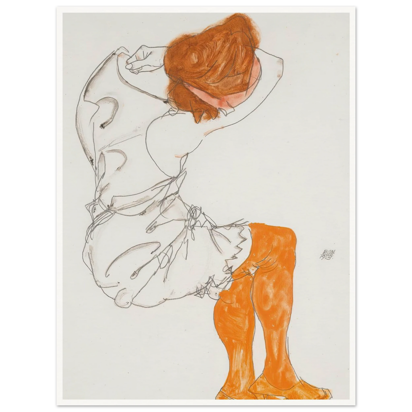 Das Schlafende Mädchen (The Sleeping Girl) (1913) Art Print | Egon Schiele - Framed Poster - 30x40 cm / 12x16″ - Black frame